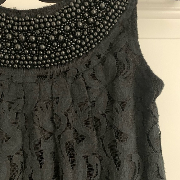Angie Black Lace Mini Dress - Beaded Neckline Sleeveless Boho Chic - Size S NWT - Picture 4 of 7